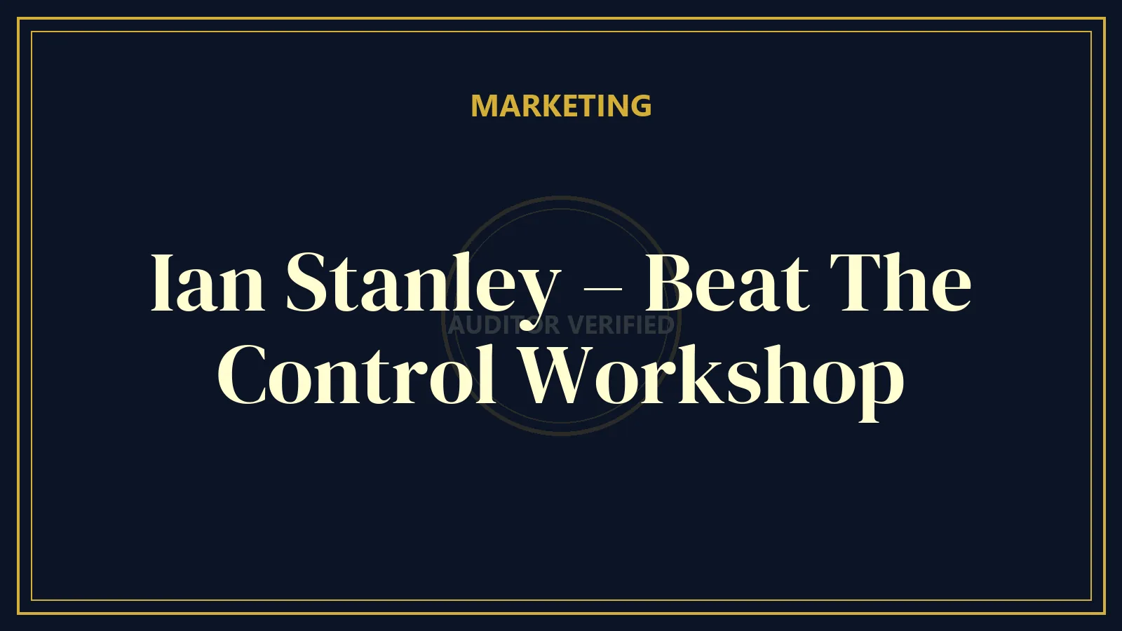 Ian Stanley – Beat The Control Workshop