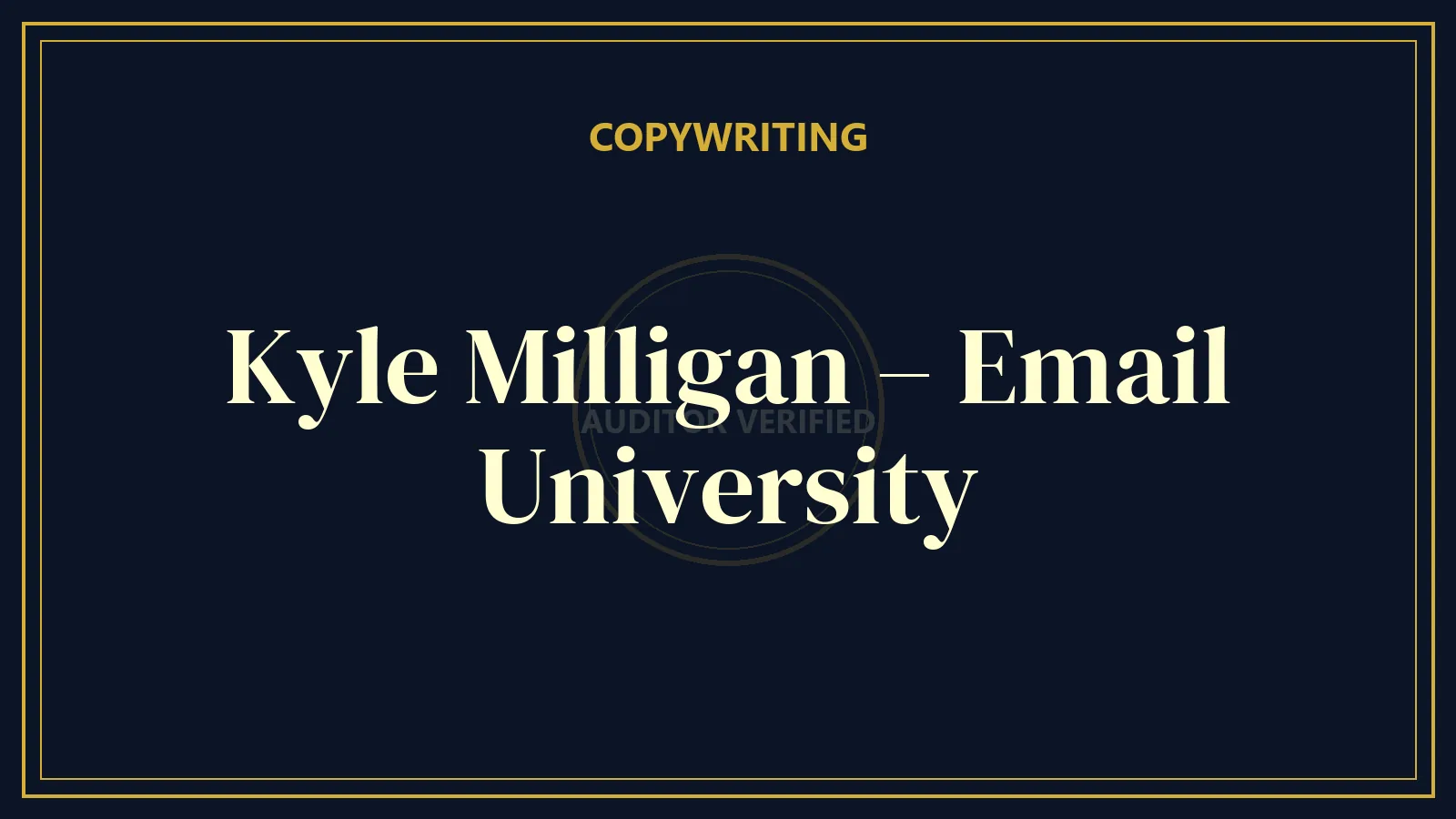 Kyle Milligan – Email University