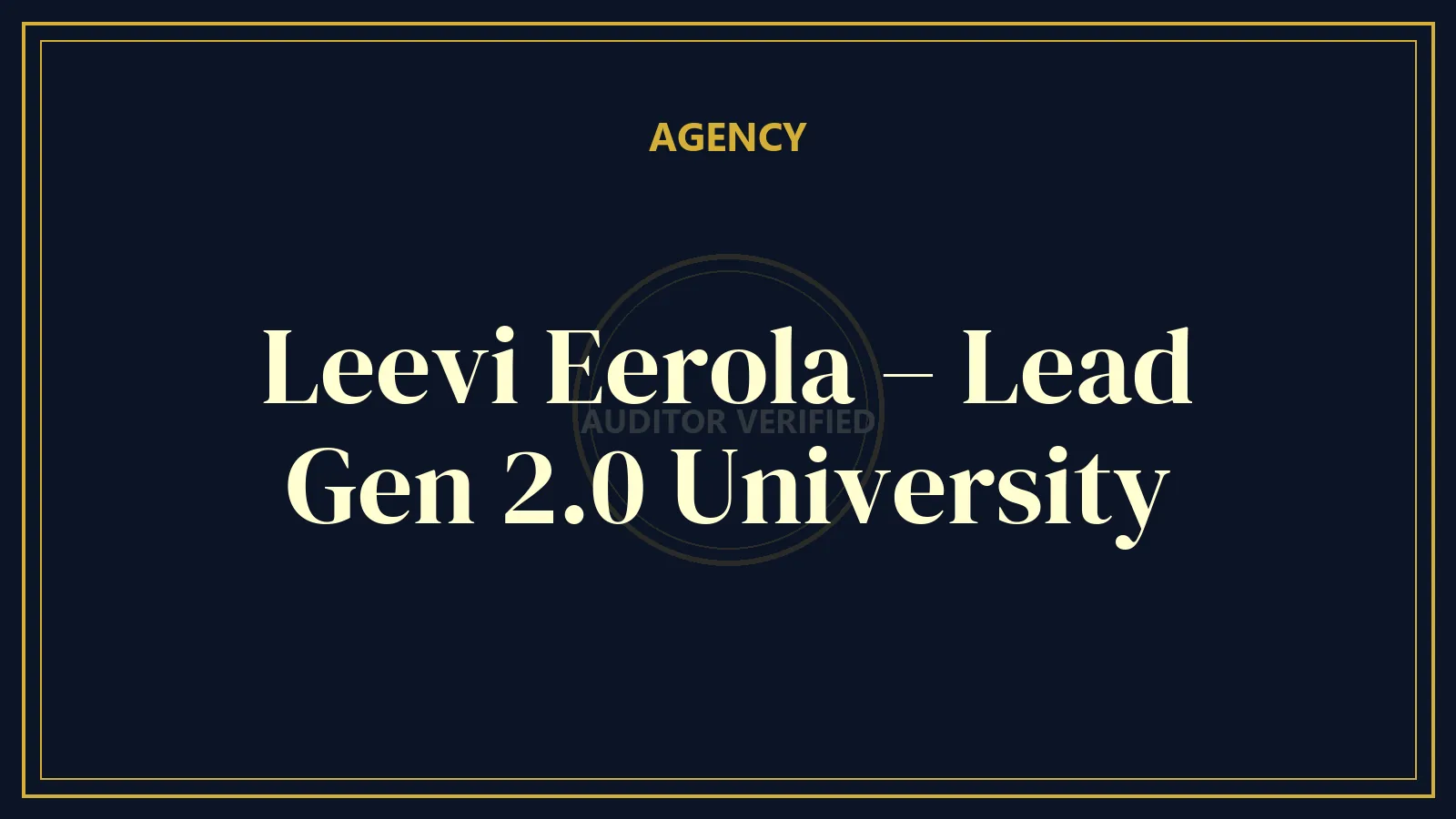 Leevi Eerola – Lead Gen 2.0 University
