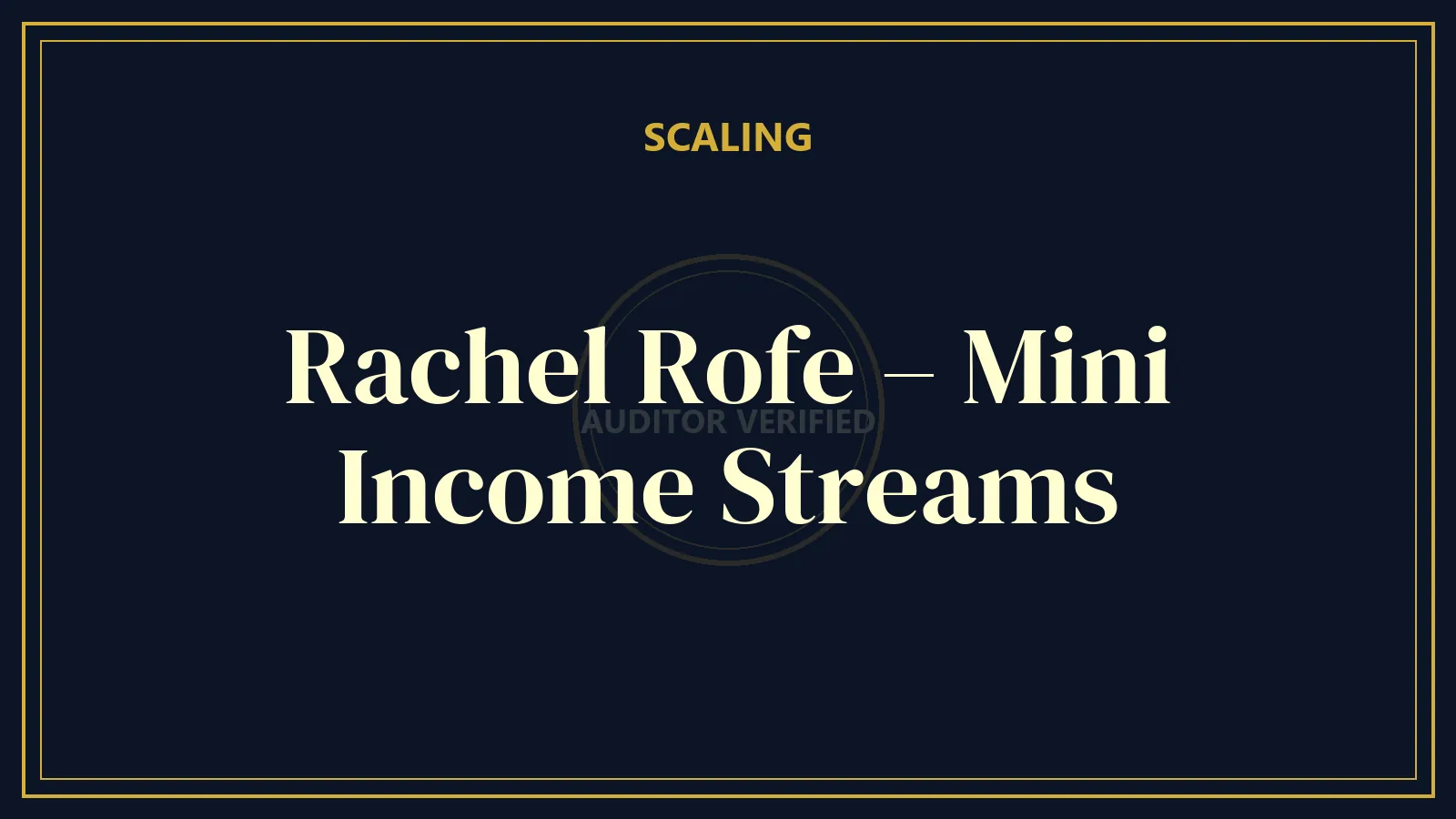 Rachel Rofe – Mini Income Streams