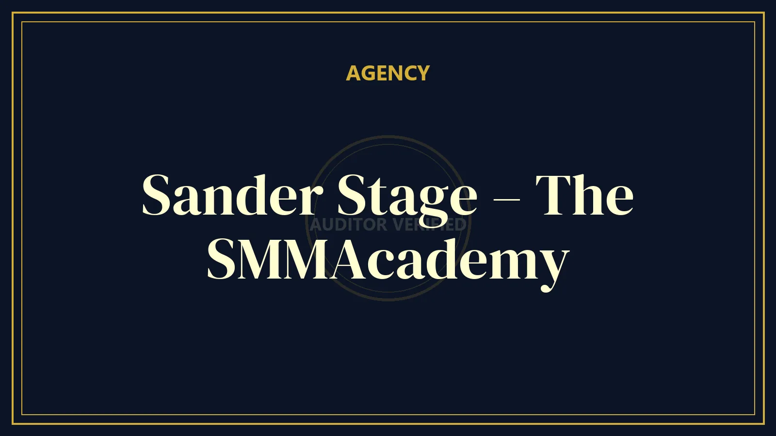 Sander Stage – The SMMAcademy