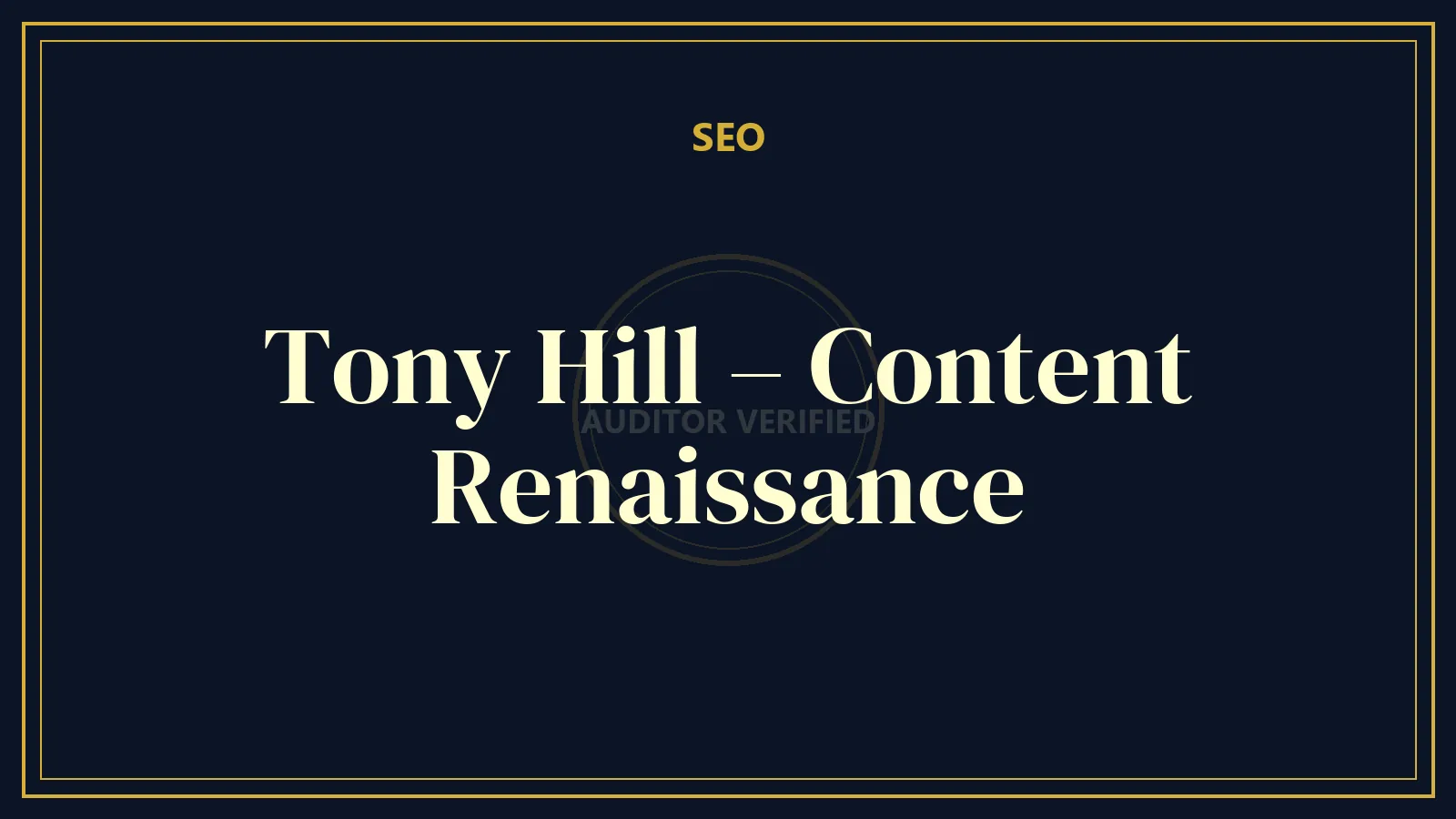 Tony Hill – Content Renaissance